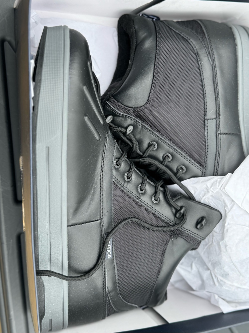 Nautica Men’s Black Lace-Up Tactical Boots